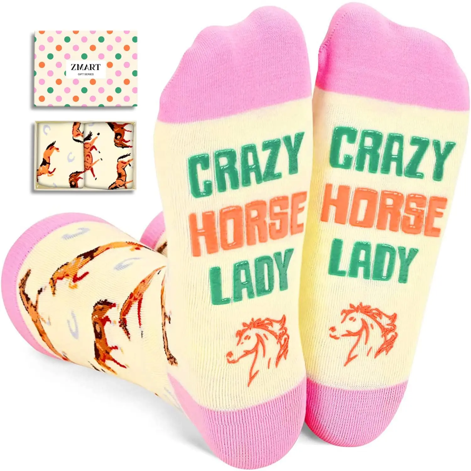 Zmart Funny Horse Gifts for Girls Women Equestrian Socks, Novelty Horse Riding Socks Girls