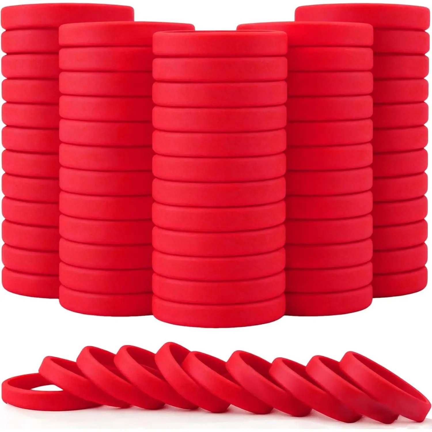60 count Wholesale Rubber Bracelets Solid Color  Wristbands Blank Stretch  Wristbands Colorful Rubber Bracelets for Women Men Gifts