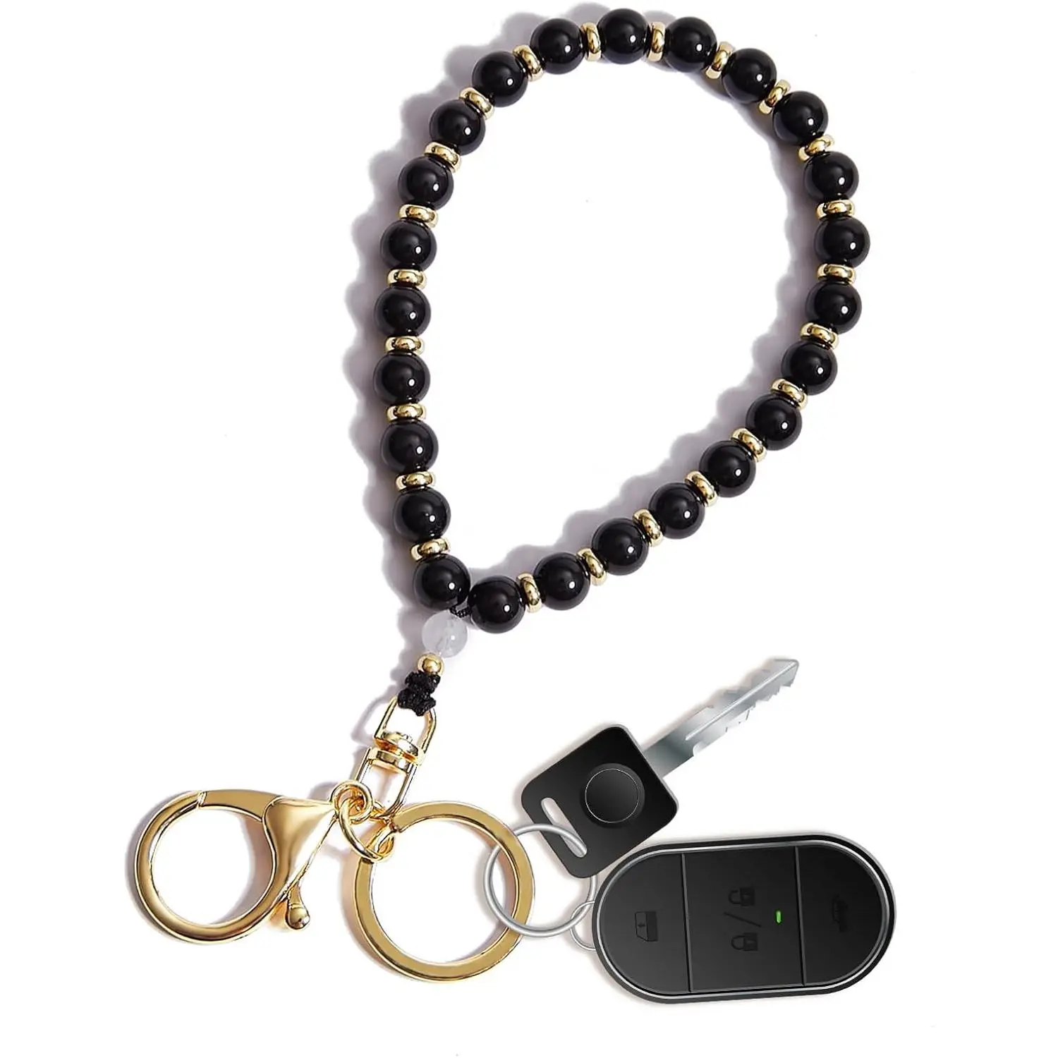 Beaded Keychain Wristlet 14k Gold Wrist Keychain Bracelet Cute Keychain Accessories Car Key Chain Bracelet for Women