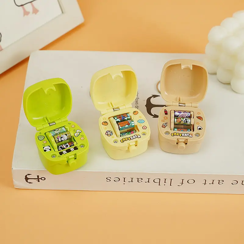 Mini Panda Sticker Maker Keychain, Cute Tiny Tape Dispenser Charm, Funny Fidget Toy Bag Pendant, Christmas Gift for Kids, Holiday Stocking Stuffer