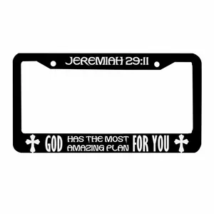 Christian Jeremiah 29:11 License Plate Frame, Religious Bible Verse Cross Car Tag Holder, Black Aluminum God Has The Most Amazing Plan for You Auto Plate Covers with Screws Caps