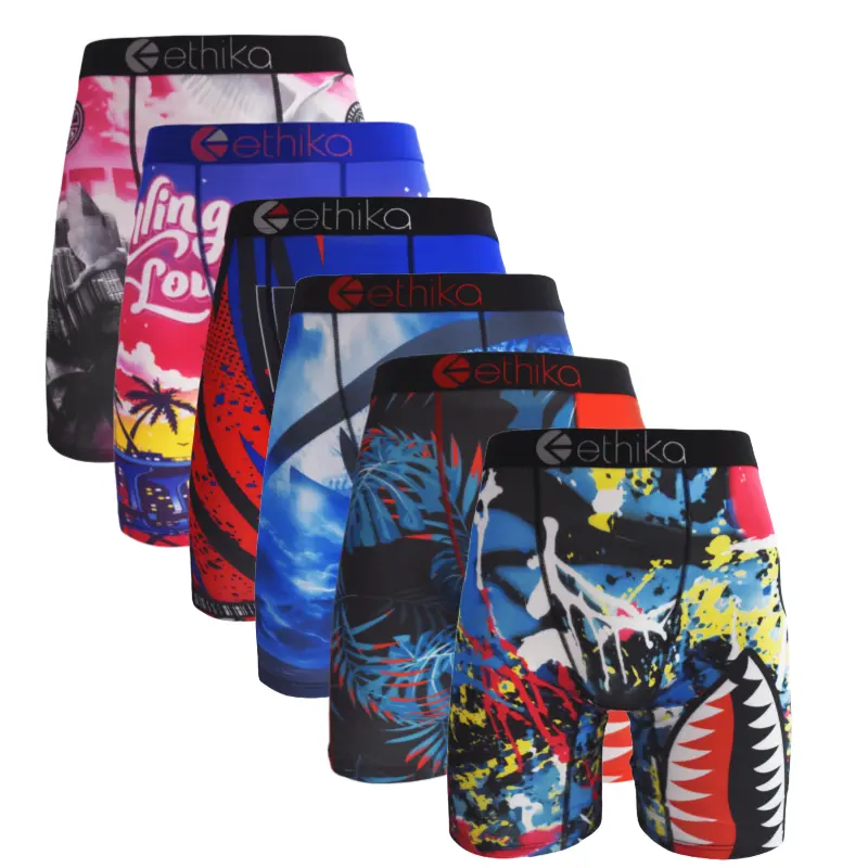 boxers 6Pcs Men Underwear Boxers Breathable Man Swimming Underpants Plus Size Print Mens Panties Trunks Sexy Men's Boxershorts