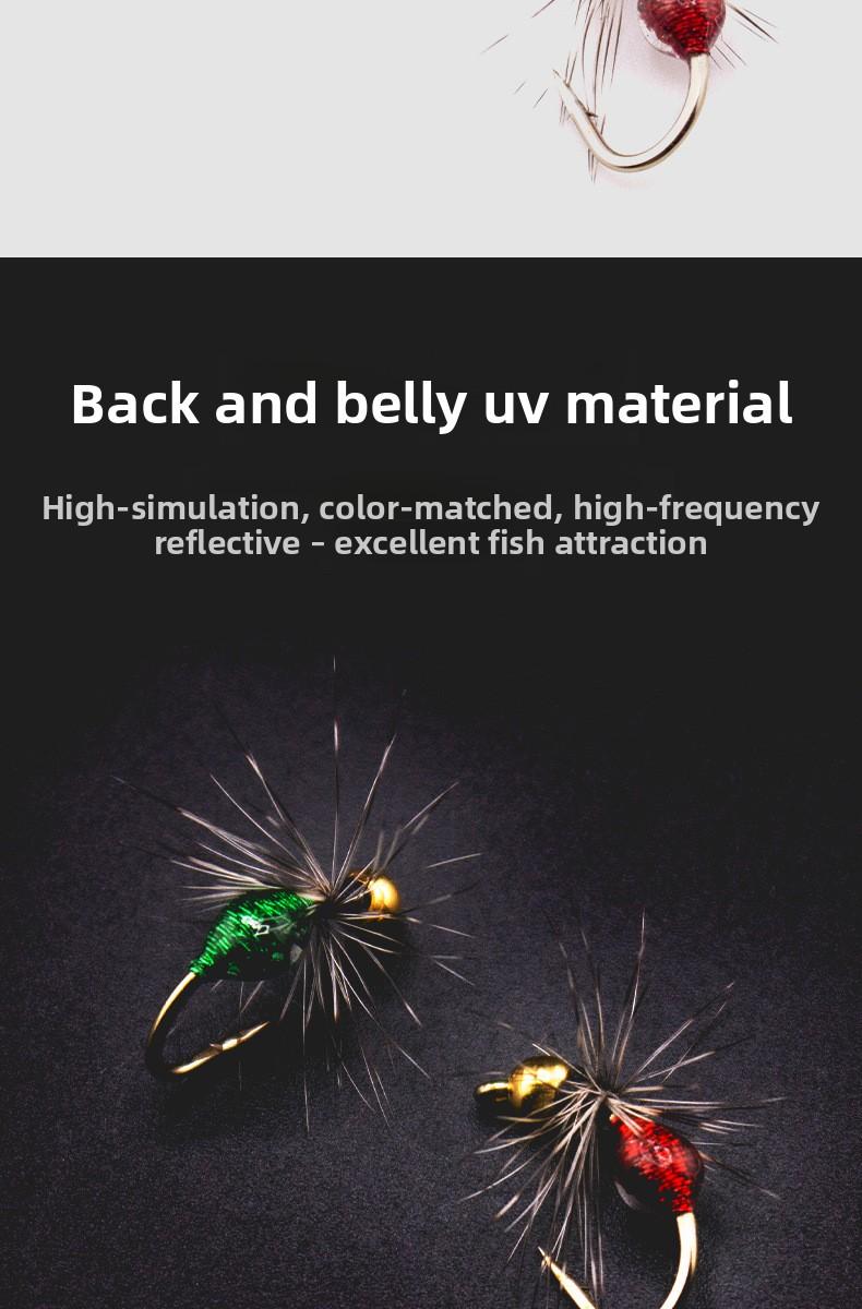 Lure Feather Fly Hook Micro Mosquito Single Hook Modified Bionic Insect Fishing Hook for White Bar Mackerel Mouth