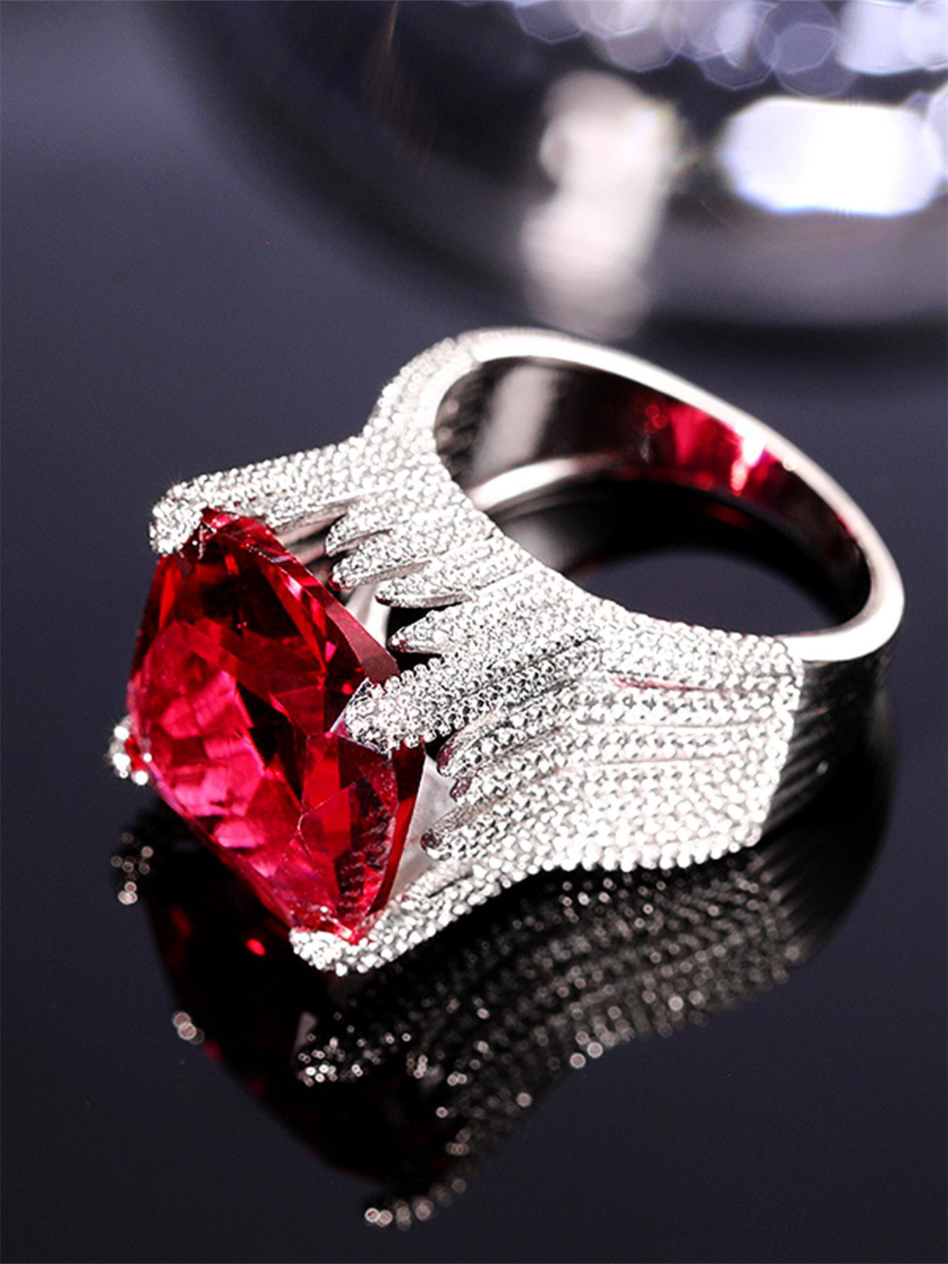 Elegant Artificial Gemstone Decorated Ring, Fashion Accessories for Party, Daily Clothing Decor for Girls and Women without Box, Elegant Everyday Ring