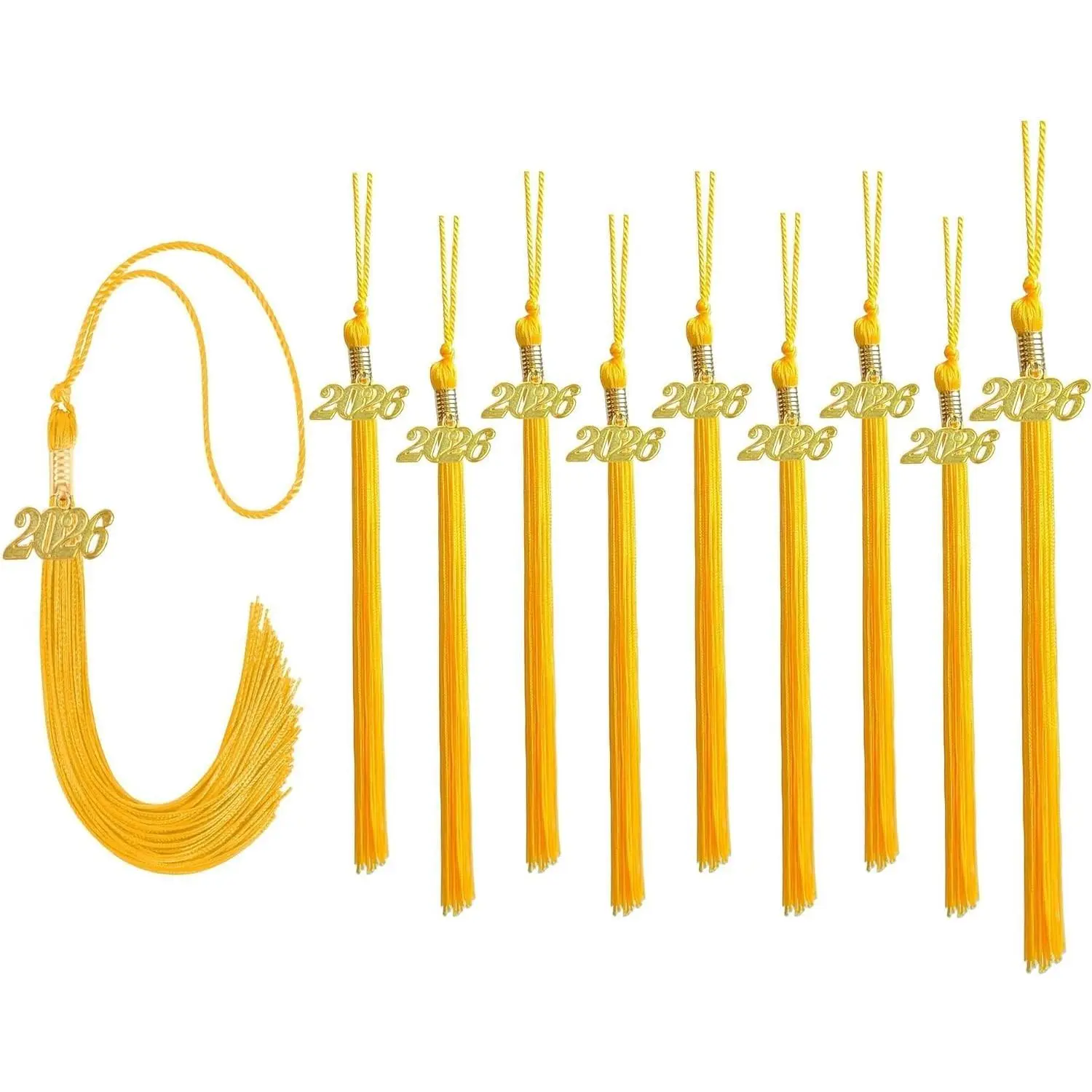 Women's Graduation Tassel Set, 2026 Bulk Pack (10 Pieces) Gold Tassels for Grad Caps, Graduation Ceremony Accessories Decoration