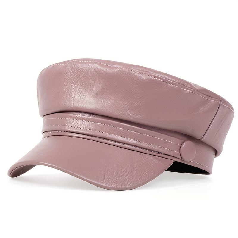 PU Leather Beret High Quality Adjustable Drawstring Stylish Flat Cap for Men Women