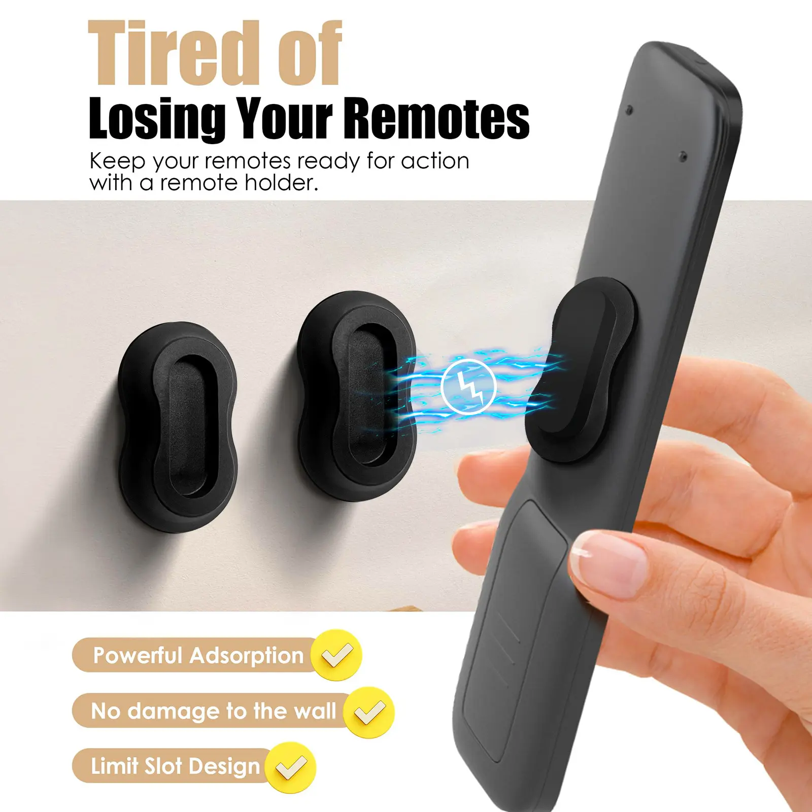 6 Pack Magnetic Remote Control Holder – Upgraded Silicone Magnetic Wall Mount for TV, Fan & Air Conditioner Remotes – Self-Adhesive, No-Drill Remote Control Holder Wall Mount