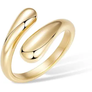 Non Tarnish Gold Chunky Rings for Women, 14K Gold Plated Statement Dome Rings Stacking Silver, Adjustable Mens Eternity Wedding Band Mixed Metal Jewelry Size 3-13