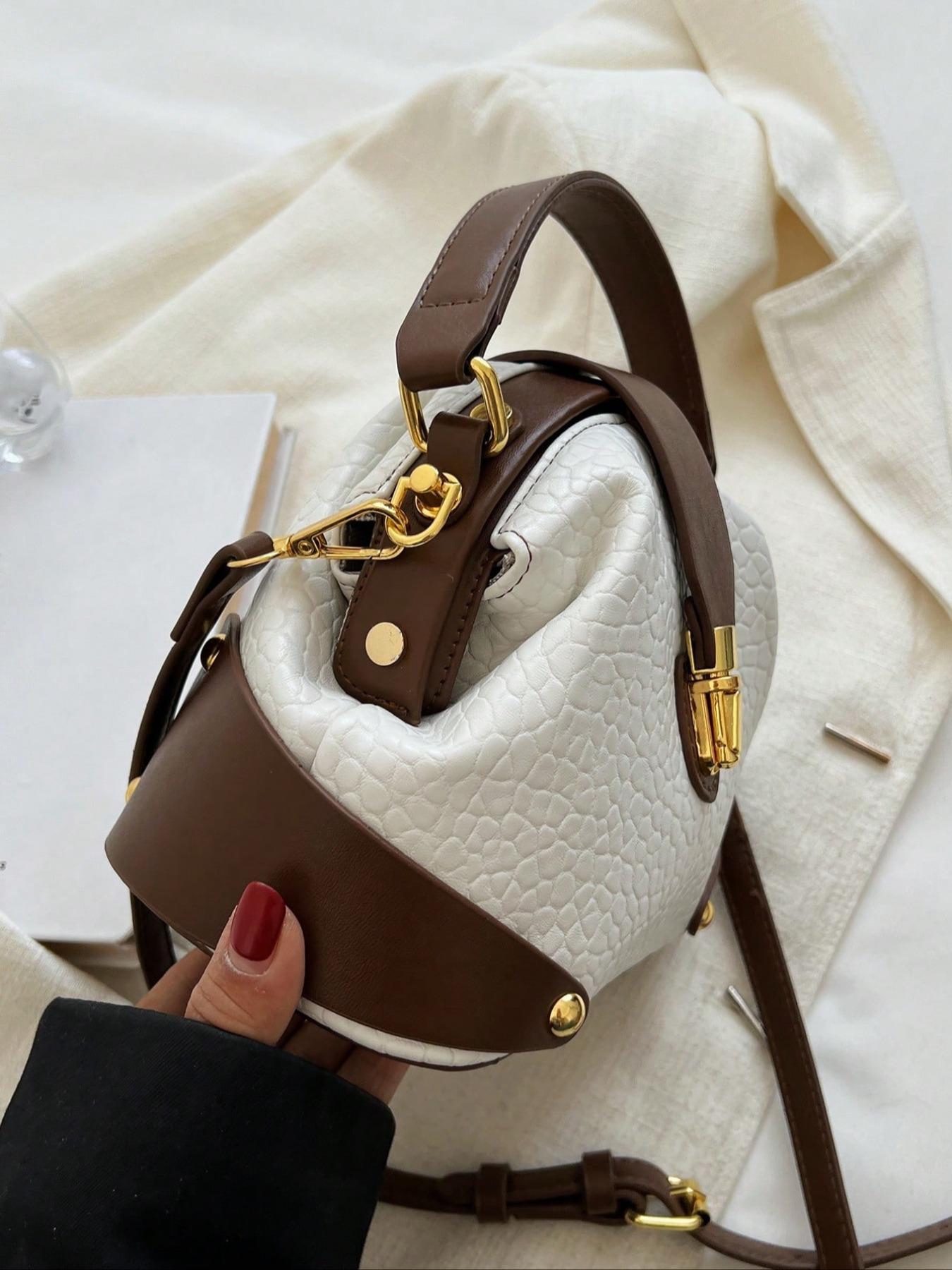 Women's Elegant Colorblock Handbag, Fashionable PU Leather Crossbody Bag, Casual Trendy Versatile High-end Commuting Bag, Casual Commuter Bag, Crossbody Shoulder Bag