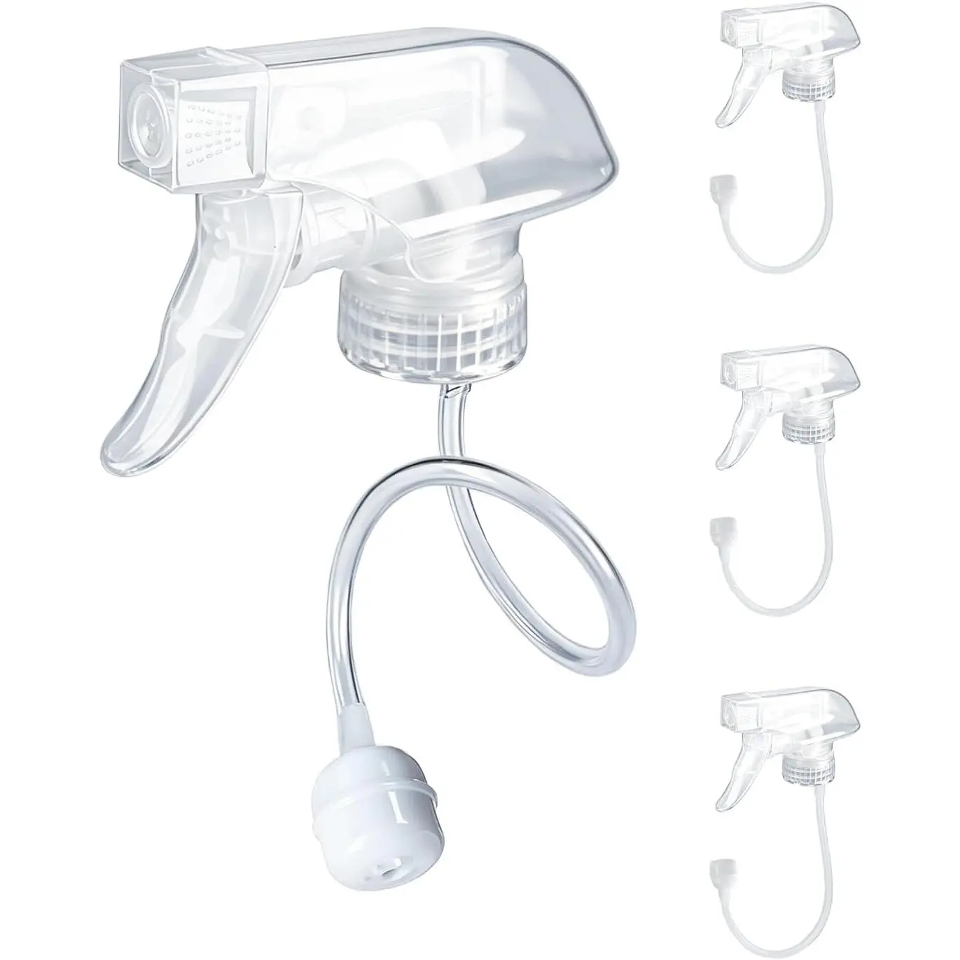 4 Pack 360°  Nozzles for 8oz, 16 oz  Bottles Clear | Gravity Ball Designed for 360° ,  Nozzles with Mist Stream, Sprayer for Kitchen, Garden,  and Office