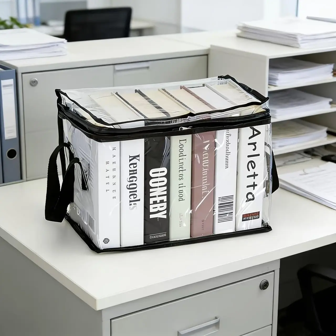 Book Storage Box for Classroom and Home, Transparent Foldable Book Organizer, Dust-Proof Desktop Book Case for Students, Old Books Sorting Tool
