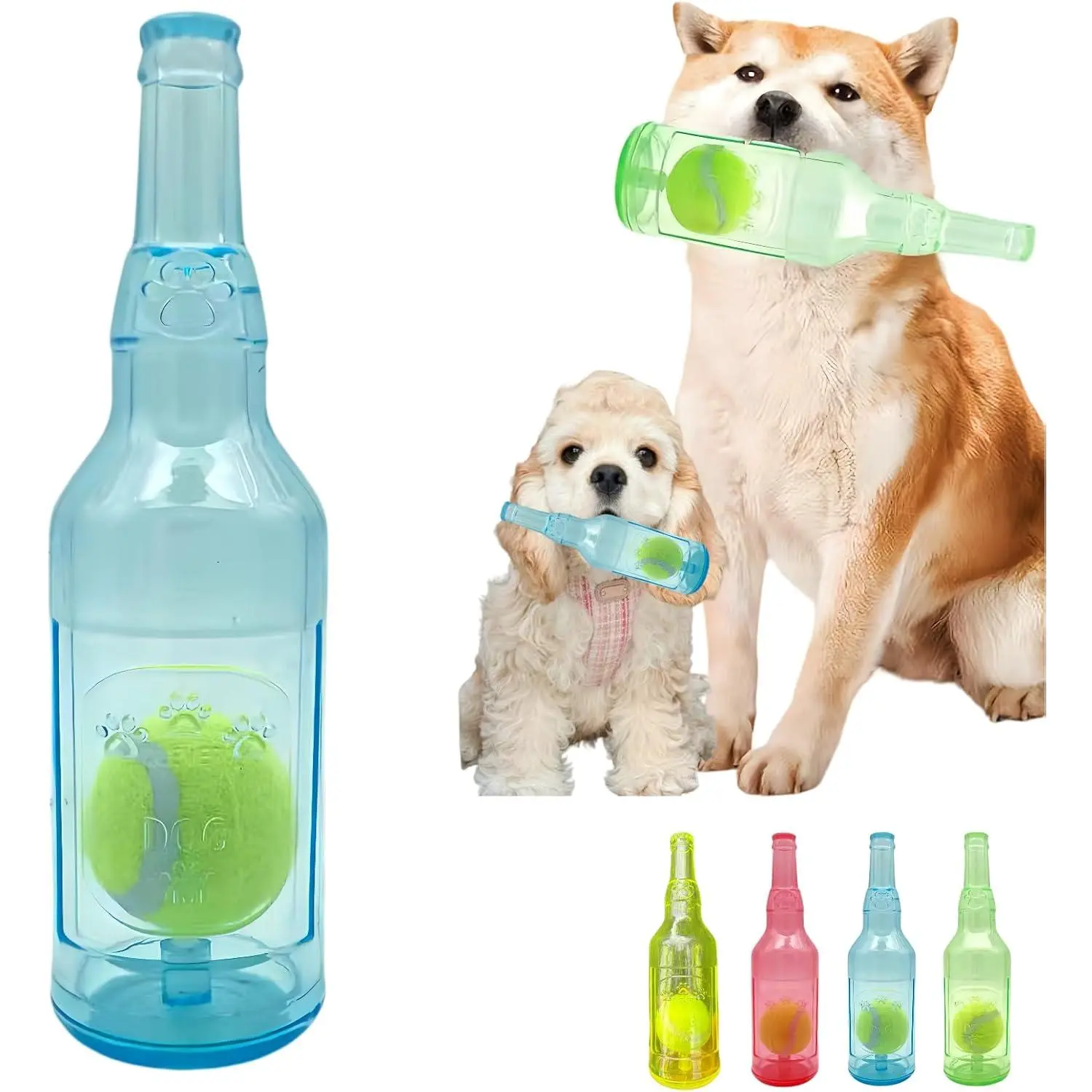 Water Bottle Dog Toy for Aggressive Chewers, Cute Squeaky Indestructible Water Bottle Dogs Chew Toys for Medium/Small Dogs Interactive Dog Toys to Exercise and Accompany