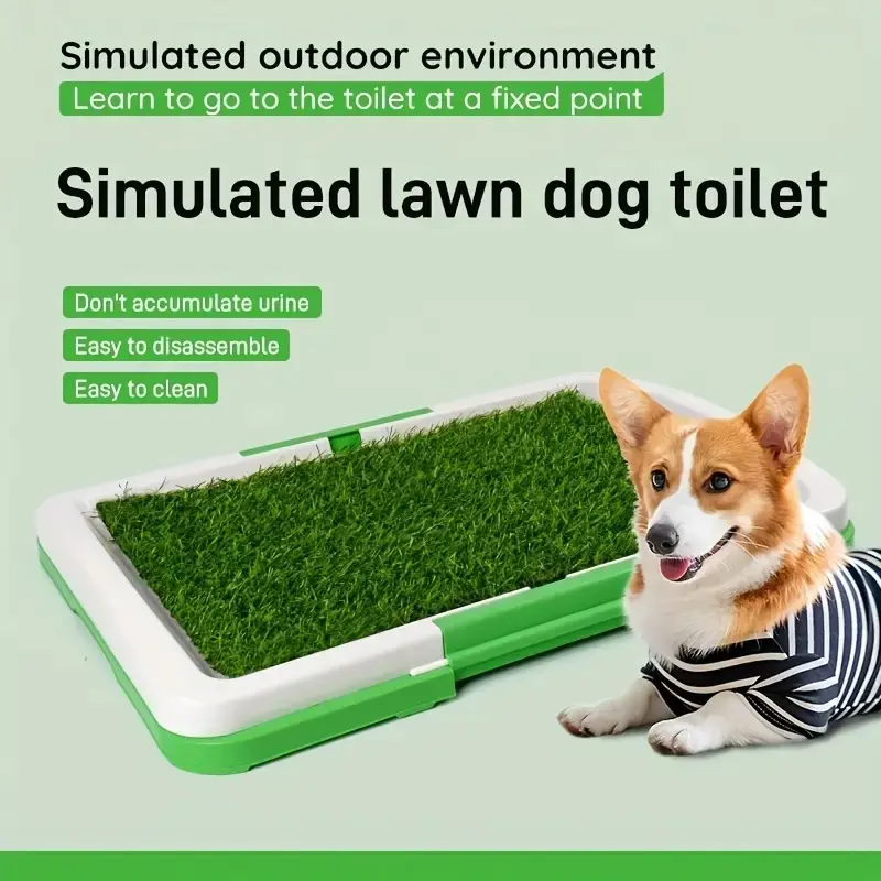 Dog Training Toilet with Artificial Grass, Non-Slip Indoor Puppy Potty, Odor-Free Splash-Proof Artificial Grass Pad & Tray