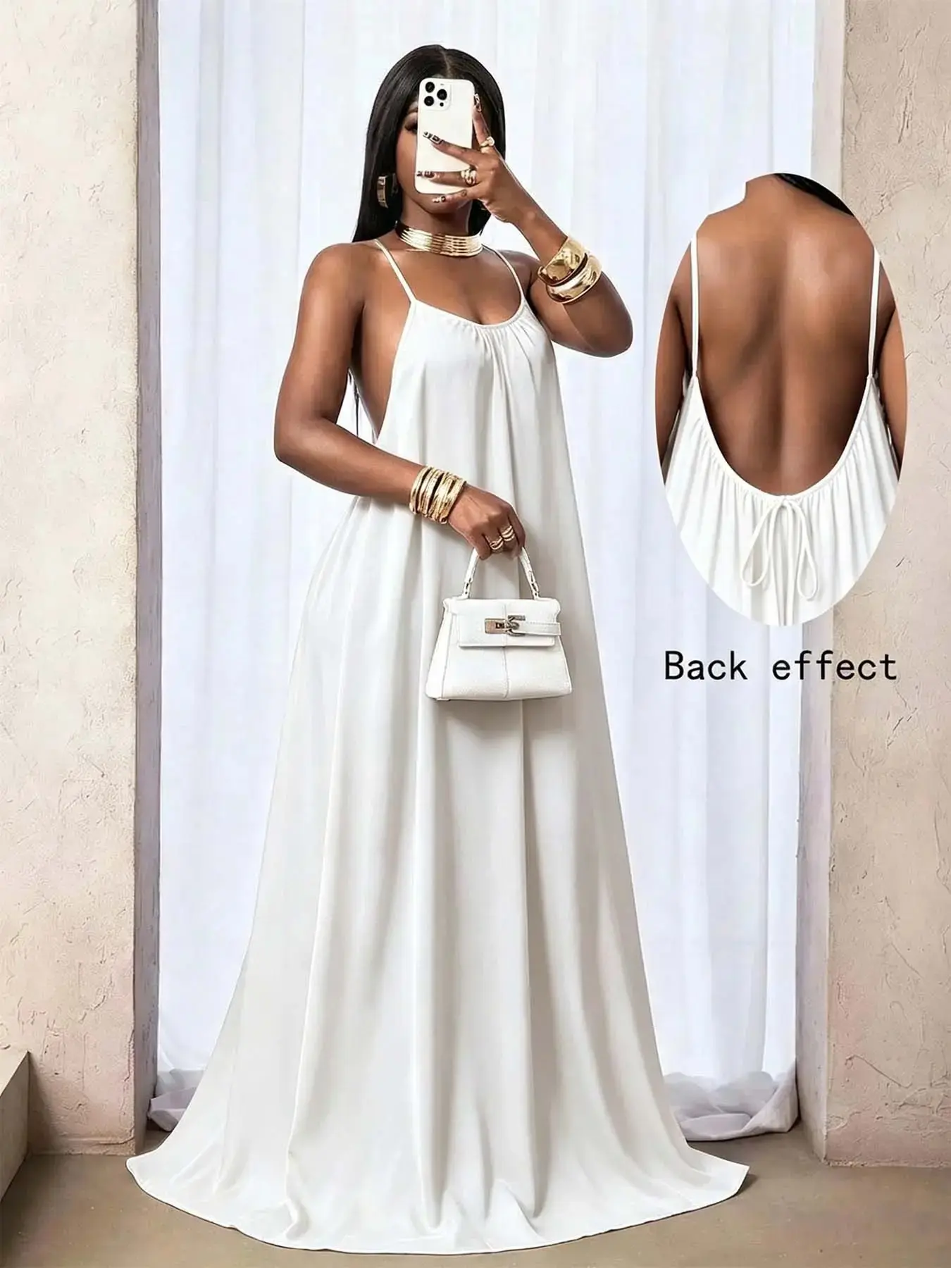 Women's Letter & Fish Print Cami Dress, Casual Sleeveless Spaghetti Strap Long Dress for Summer, Fashion Women's Dress for Beach Holiday, Slip Dress