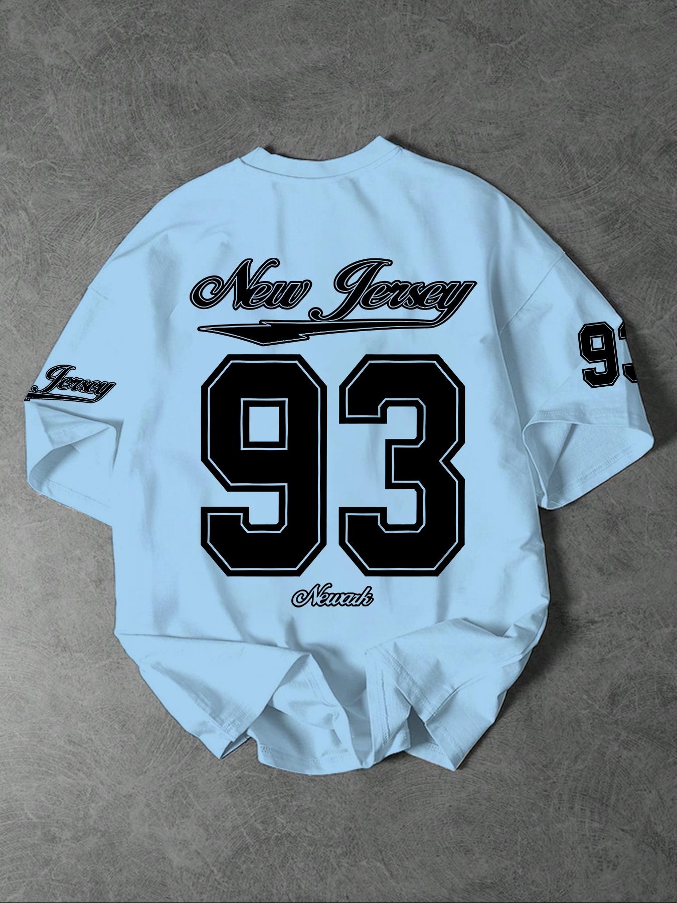 Men's Letter & Number Print Round Neck Tee, Regular Fit Casual Short Sleeve Crew Neck T-Shirt for Summer, Fashion Men's Top for Daily Wear, Athletic Sports Clothing