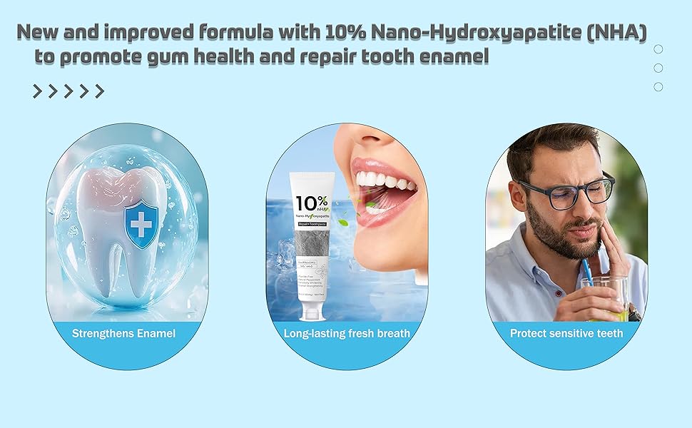 Nano-Hydroxyapatite Toothpaste |10% Hydroxyapatite -for Sensitive Teeth & Whitening | Fluoride-Free,Mint Flavor |Suitable for Adults & Kids Oral Care