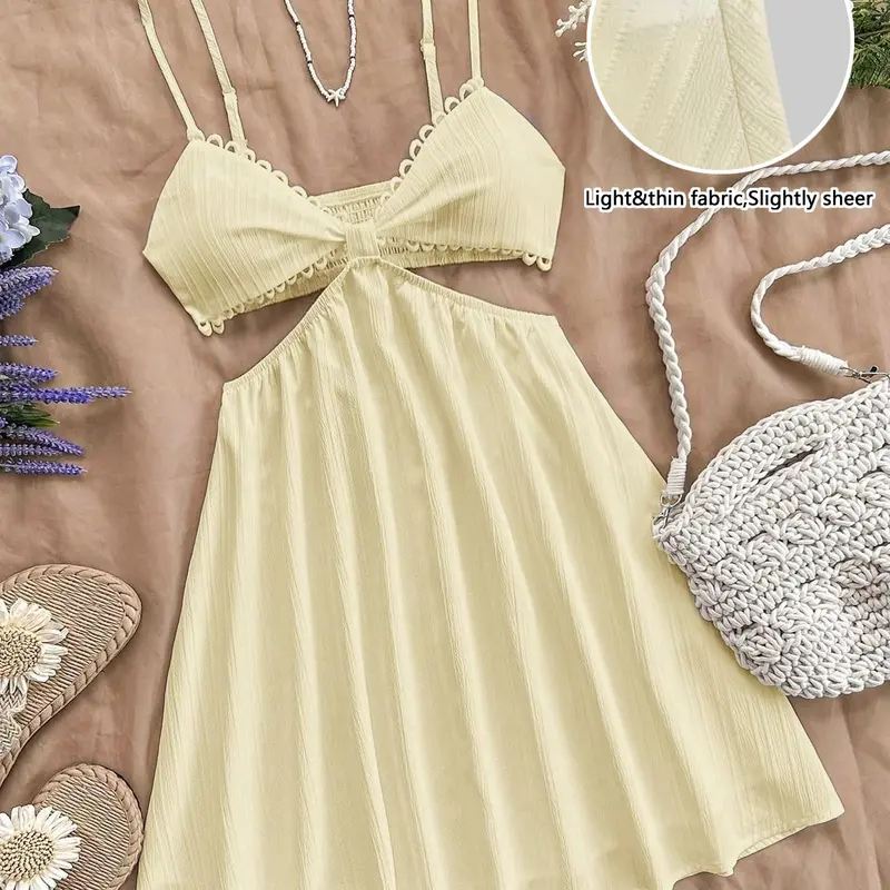 Women's Casual Summer Waistless Dress, Spaghetti Strap, Sleeveless, Adjustable Shoulder Straps, Ribbed Knit Mini Skirt, Perfect for Everyday Wear, Beach Sundresses, Beachwear Dress, Beach Style Dress, Womenswear