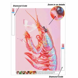 Art Diamond Painting Kit, Frameless Shrimp Design, Perfect DIY Gift, Mosaic Art, Home Wall Decor, Holiday Present