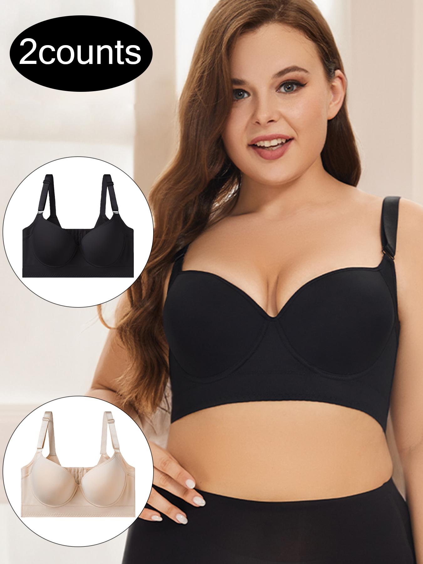 2-Pack Women's Adjustable Supportive Everyday Bras with Underwire, Comfortable Breathable Fit Underwear, Adjustable Straps to Prevent Sagging