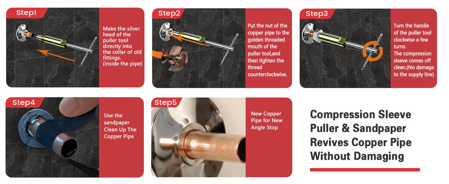 6 Pcs Plumbing Tools Kit with Angle Stop Wrench & 1/2-Inch Compression Sleeve Puller, Professional Plumbers Wrench, Sandpaper and Storage Bag for Frozen/Corroded Angle Stop HARD EDGEHARD EDGE 6 Pcs Plumbing Tools Kit with Angle Stop Wrench & 1/2-Inch Compression Sleeve Puller, Professional Plumbers Wrench, Sandpaper and Storage Bag for Frozen/Corroded Angle Stop HARD EDGEHARD EDGE