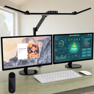 Desk Lamp with Clamp, Architect Led Desk Lamp for  Office with Remote Control, 24W Ultra Bright Auto Dimming  Light Adjustable Table Light for Working Workbench (Remote)