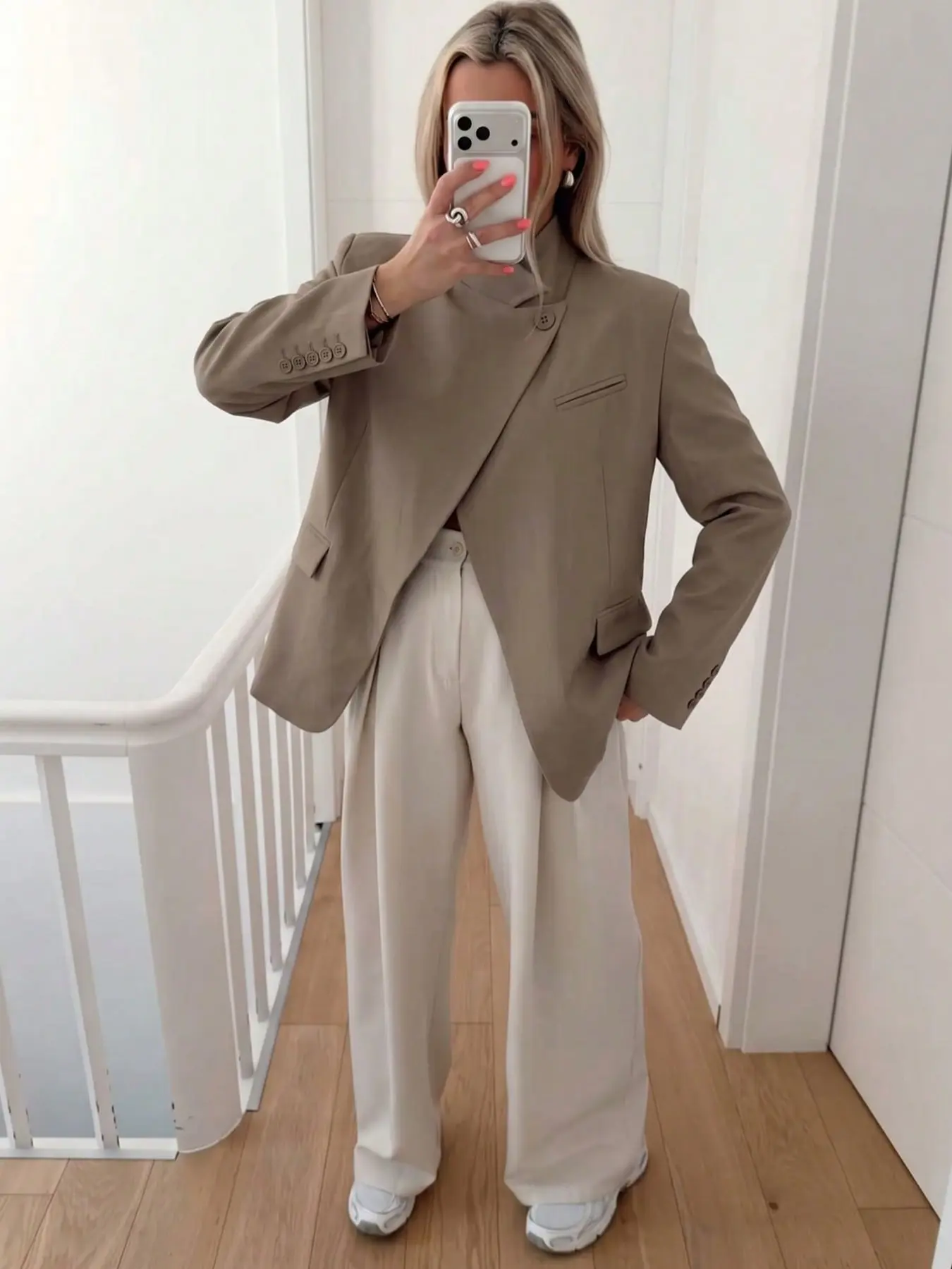 Women's Asymmetrical Loose Fit Blazer, New Traditional Retro Plaid Stand Collar Suit, Casual Spring & Fall Office Wear, Versatile Outerwear, Minimalist