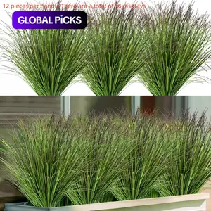 Artificial Plants Plastic Stems UV Resistant Outdoor Decor, Plastic Floral Plant 12/24 Pack Fake Shrubs Wheat Grass Home Garden Decoration #TOP PICKS