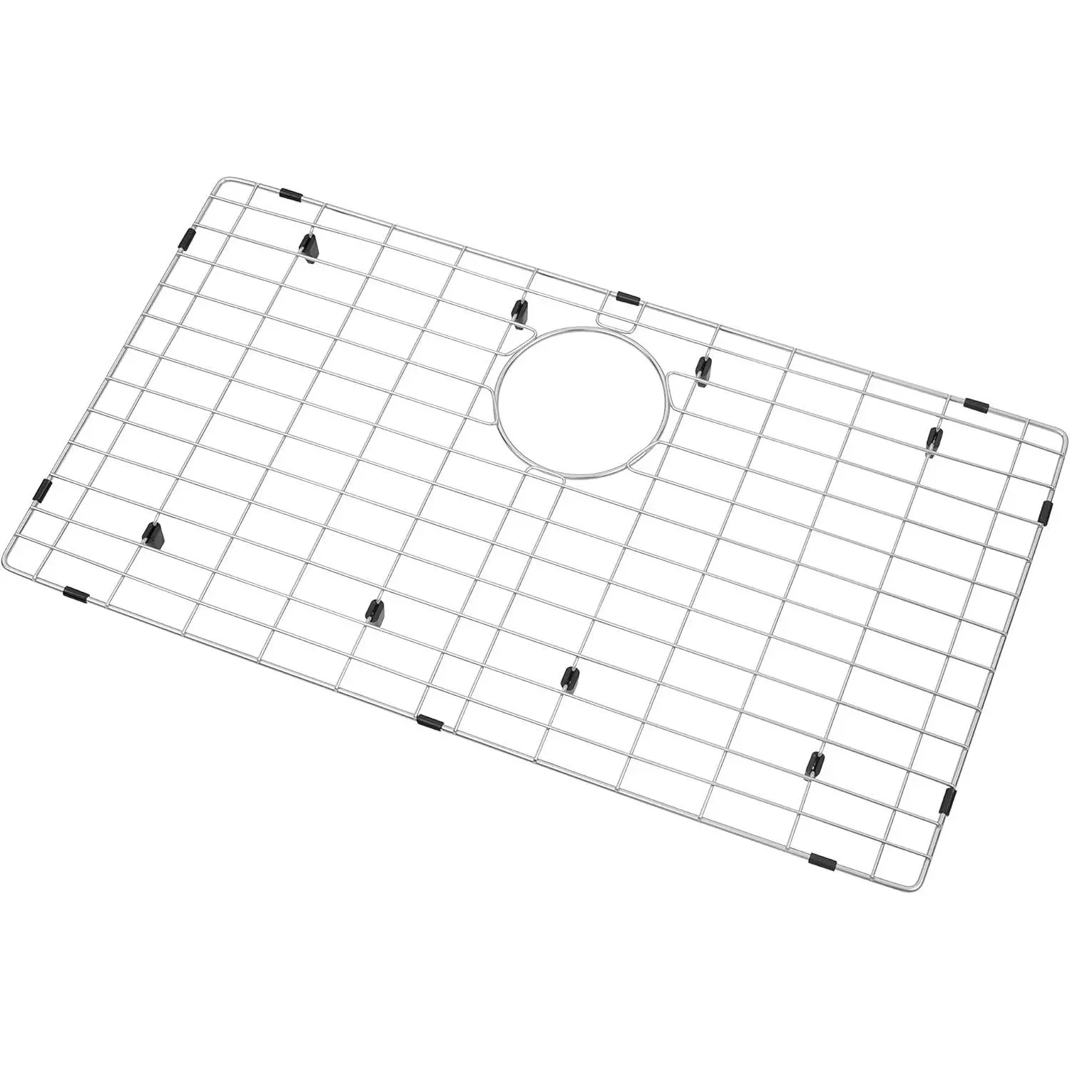 LQS Stainless Steel Kitchen Sink Grid & Protector, 28 3/8" x 15 3/8" Sink Bottom Grate with Rear Drain Hole for Single Bowl Kitchen Sinks