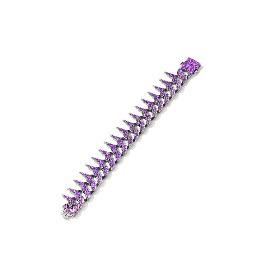 Best-selling black and purple blade chain bracelet, street style exaggerated personality necklace, bar disco hip-hop blade chain