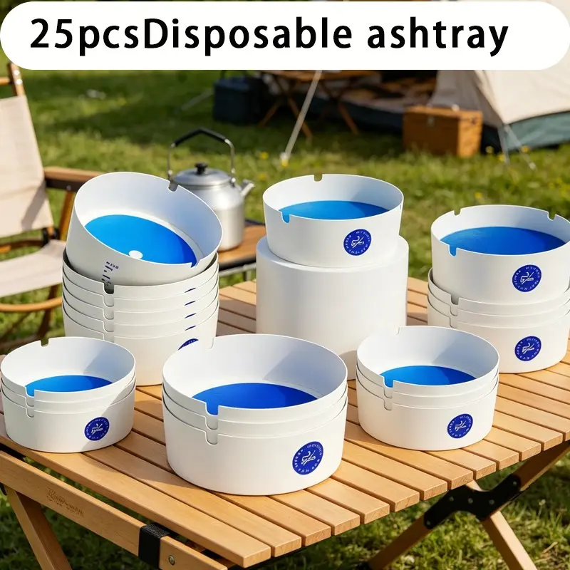 25/50pcs Disposable Ashtrays, Outdoor Smoke Extinguisher, One-Time Use, Ideal for Bedroom, Camping, Bar, Travel, Hotel