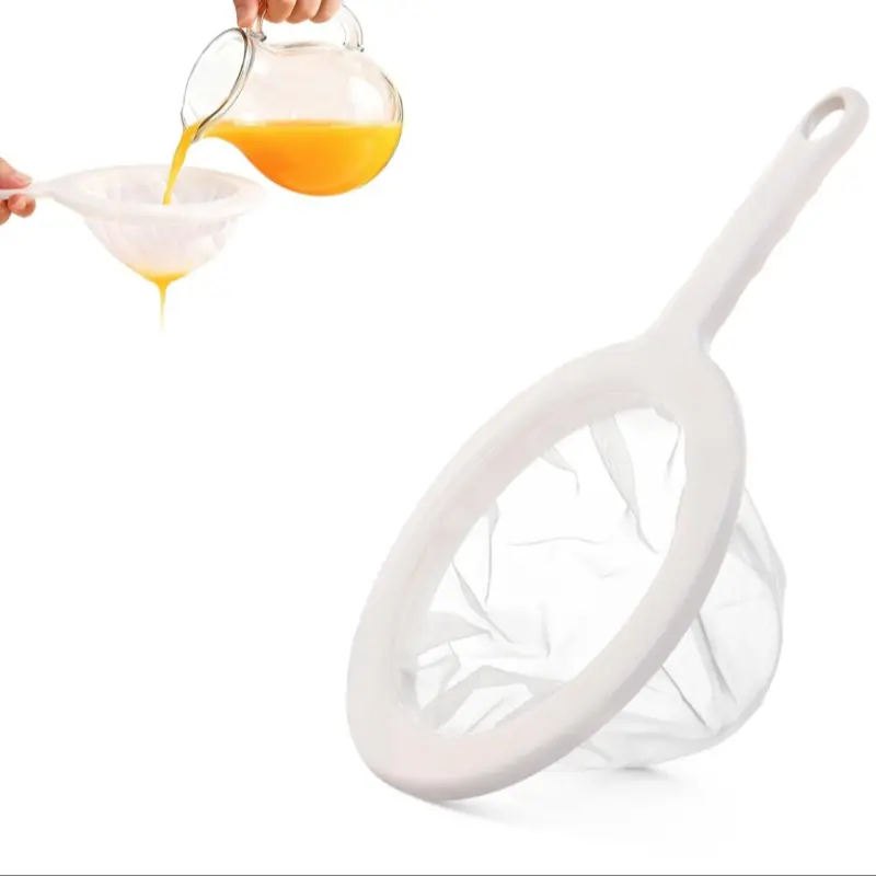 120-Mesh Ultra-Fine Plastic Filter Sieve with Handle, Kitchen Small Strainer for Nut Milk, Yogurt, Juice, Coffee, Honey & Tea
