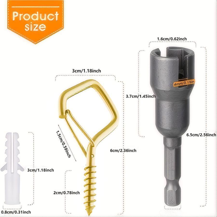 Hanging Screw Hooks with Accessories, 20pcs Outdoor String Light Hanging Hooks for Plants Wall Wood Ceiling Installations