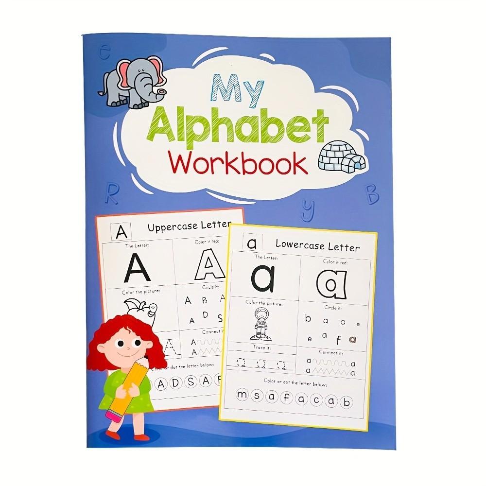 Alphabet Phonics Workbook, 1 Count 26 Pages (52 Sides) Comprehensive Alphabet Phonics Workbook, Fun Coloring Activities for Preschool and Kindergarten Learning, Tracing Preschool Books