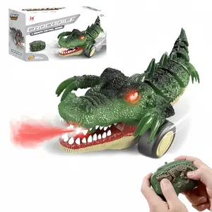 Electric Crocodile Remote Control Car Toy, 2.4GHz Monster Truck with Spray Lights, Wireless Walking, 360° Spin Drift