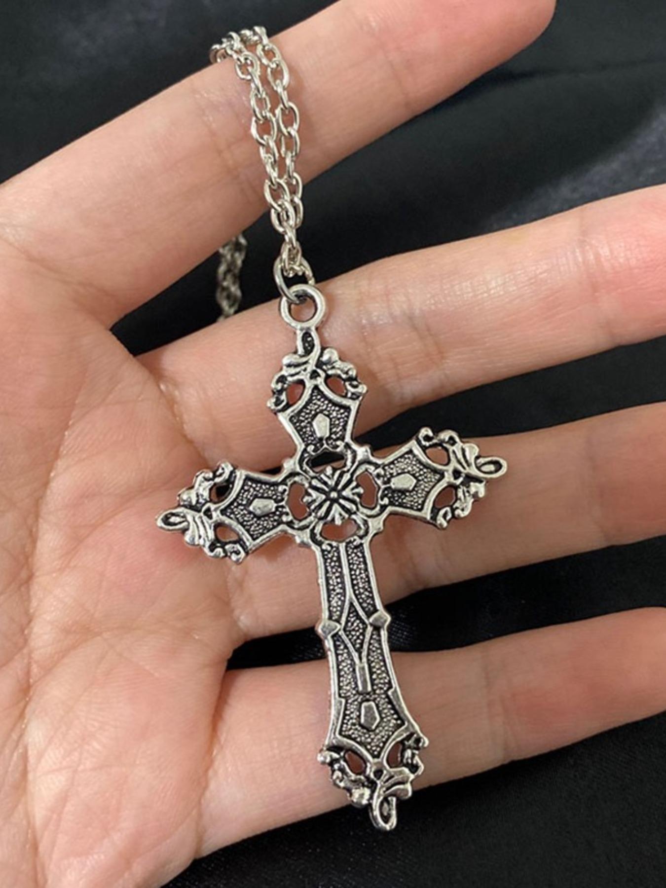 Vintage Gothic Cross Pendant Necklace for Men & Women, 1 Piece Fashion Jewelry for Party, Daily Clothing Decor, Trendy All-match & Exquisite Jewelry for Birthday Gift