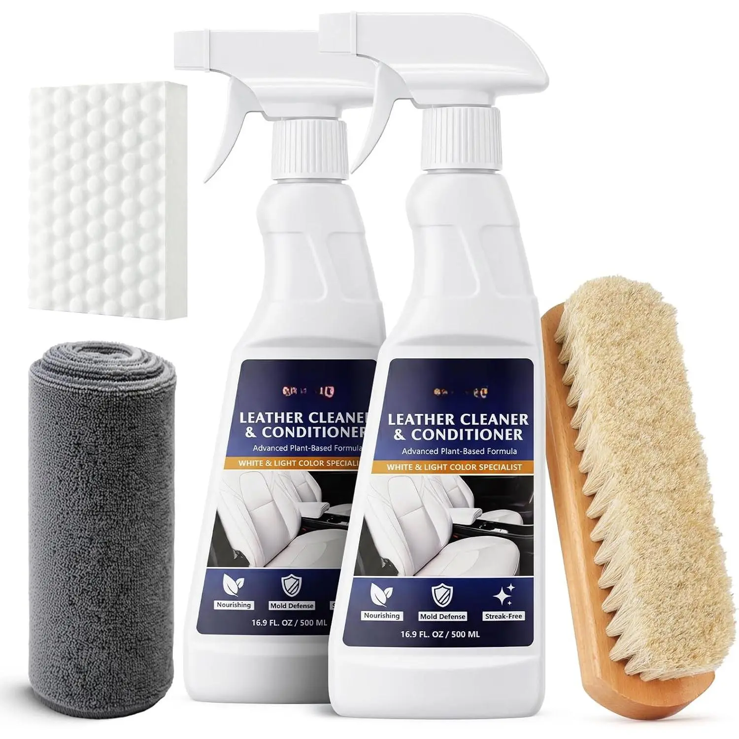 2-in-1 Leather Cleaner and Conditioner,16.9 oz,2 Pack, Cleaner and Conditioner for White & Black Vegan Leather,Safely Cleans & Conditions Leather  Interiors,Furniture,Shoes,Boots,Bags &