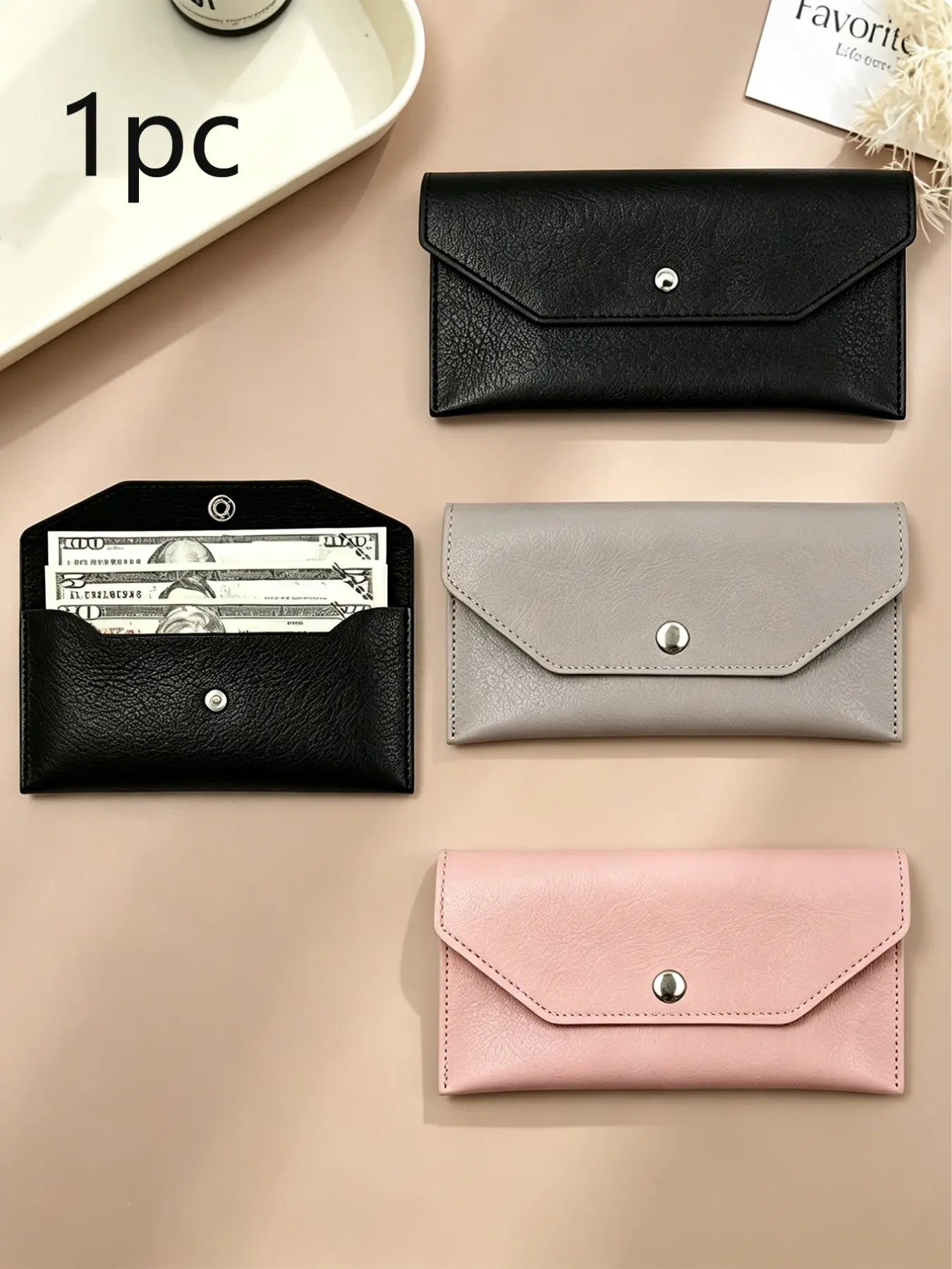 Minimalist Envelope Long Wallet, Multi-Card Slot Cash Card Holder, Lightweight Portable Handbag, Elegant Lady Daily Clutch, Travel Office Shopping