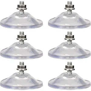 6 Pcs Strong Thickened Sucker Suction Cup Clear PVC Sucker Pads with M6 x 14 Thread Screw Extra Strong Adhesive Glass Suction Holder