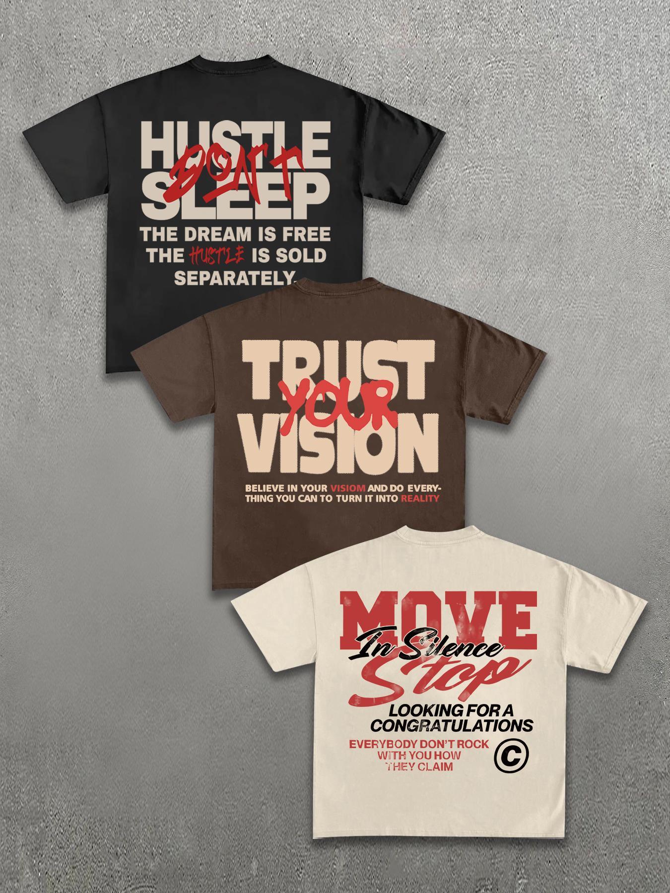 Men's Plain / Letter Print Round Neck Tee, Street Fashion Short Sleeve Crewneck T-shirt for Daily Wear, Casual Comfy Top for Summer, Casual Streetwear Top