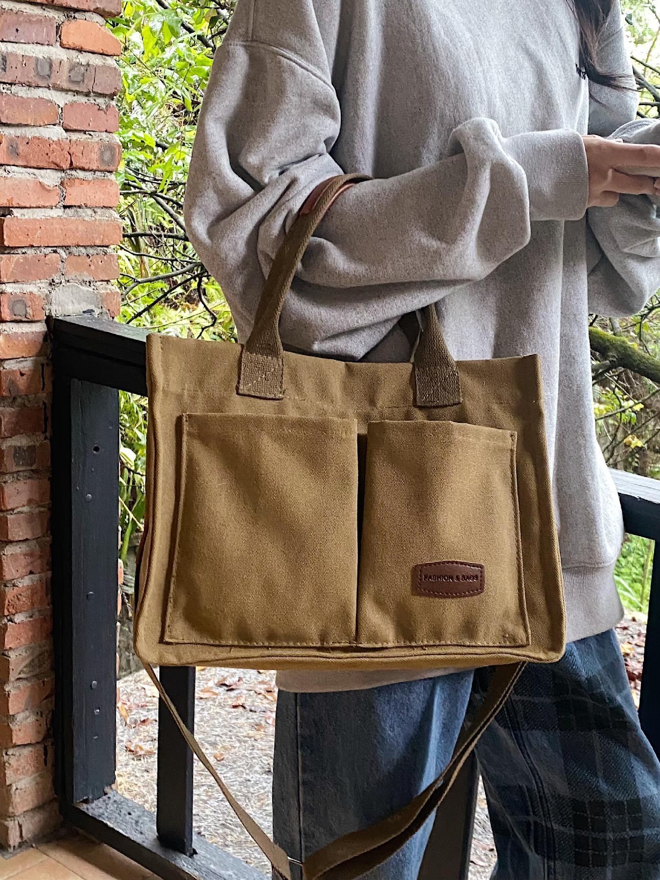 Summer Everything Tote Bag for Women, Plain/Cherry Pattern Work Bag, Everyday Shoulder Bag, Trendy Versatile Commuting Bag, Girl Large Beach Bags