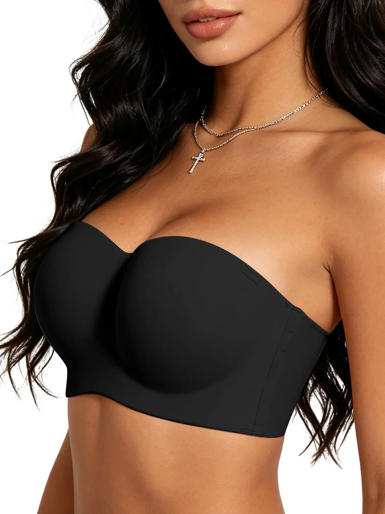 Women's Strapless Bra for Large Bust, Wireless Push-Up Bandeau Bra with Bra Extender, 360° Jelly Support, Lingerie with Padded Design, Summer Dress Essential, Perfect for Wedding, Parties, Graduation, Underwear