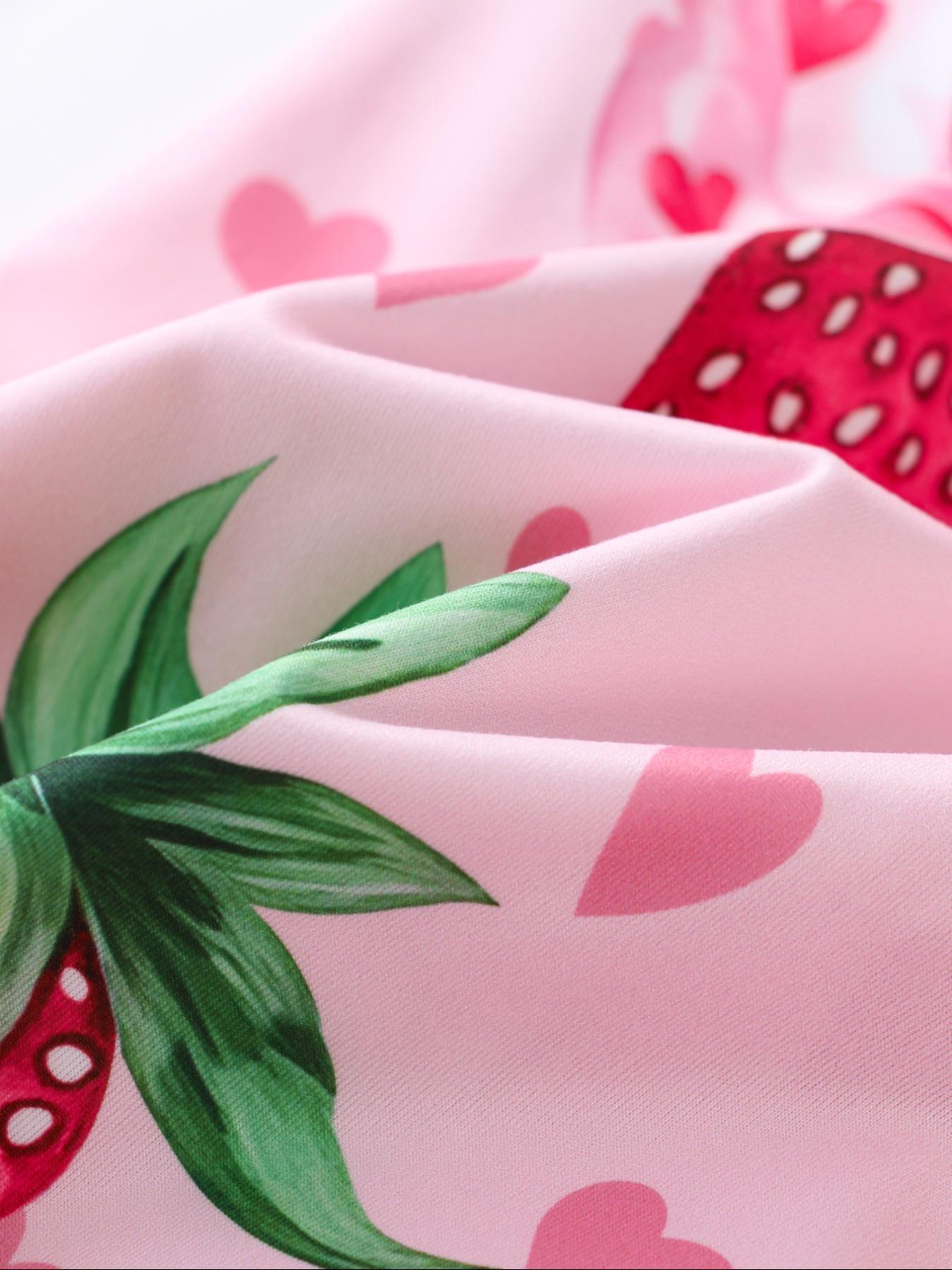 Women's Strawberry & Heart Print Lapel Neck Shirt & Shorts Matching Pyjama Two-piece Set, Ladies Sleepwear for All Seasons, Loungewear, Pajamas