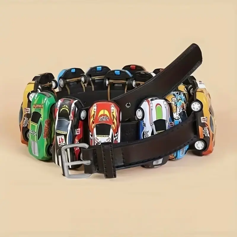 16 Mini Toy Cars Waist Belt | Creative Car Theme Novelty Fashion Accessory | Racing Car Costume Prop for Party Dress Up, Streetwear Outfit, Car Lover Gift