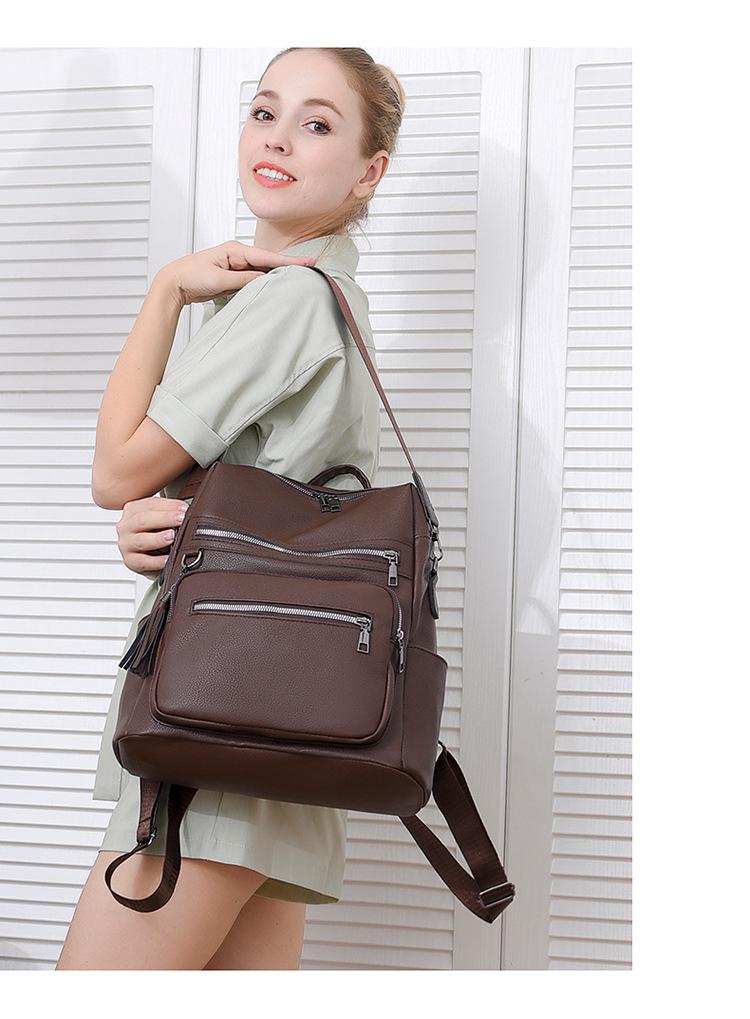 Vintage PU Backpack Casual Large Capacity Women's Backpack