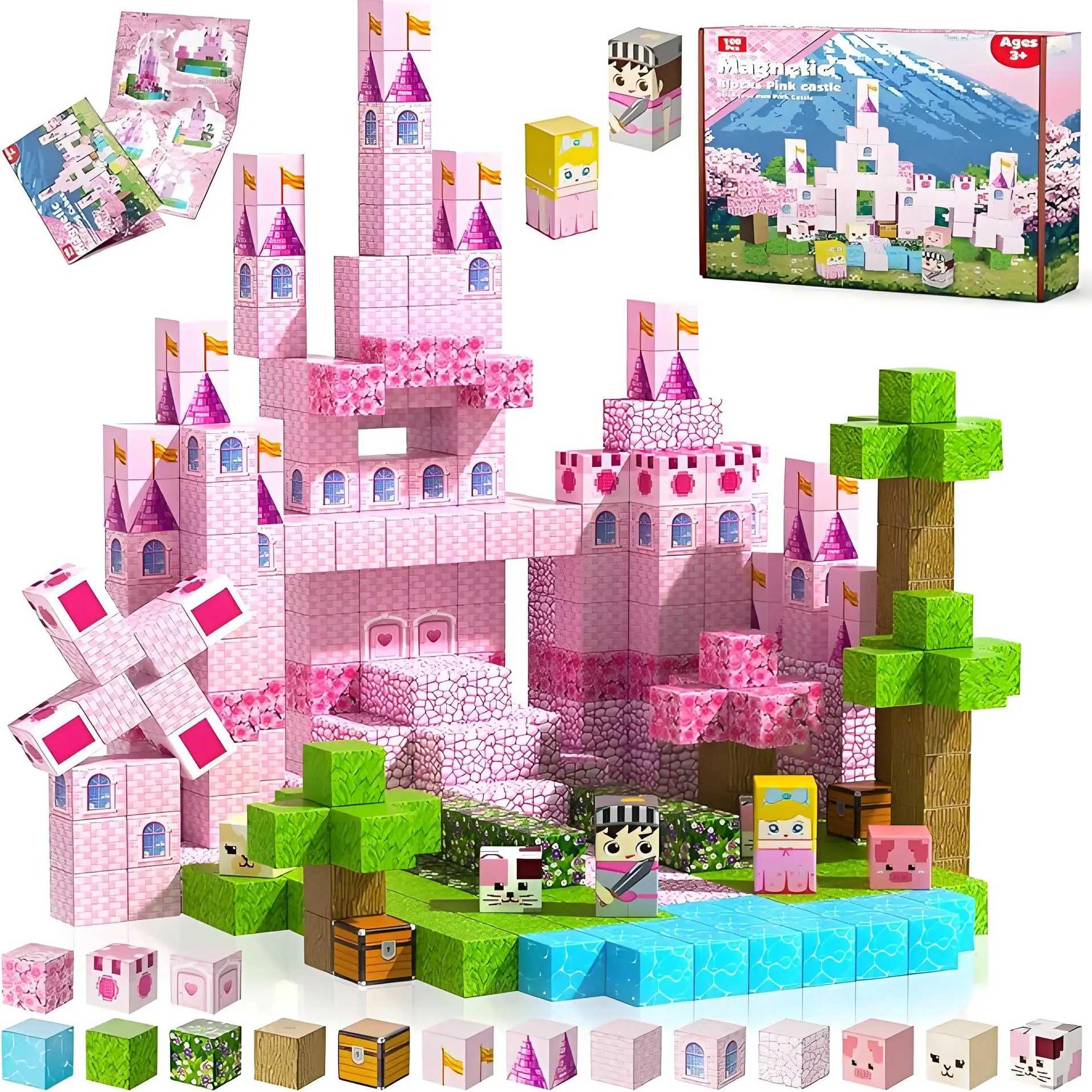 100pcs Magnetic Building Blocks, Castle Puzzle Set, Educational DIY Toys, Perfect for Birthday, Party, Halloween, Christmas Gifts