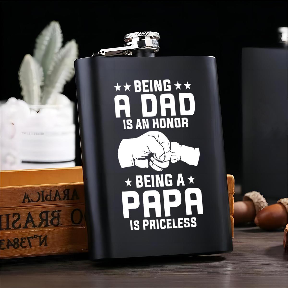 Stainless Steel Flask, 1 Count 8oz Funny Letter Pattern Flask, Gift for Dad, Perfect Outdoor Gift for Father's Day, Birthday, Halloween