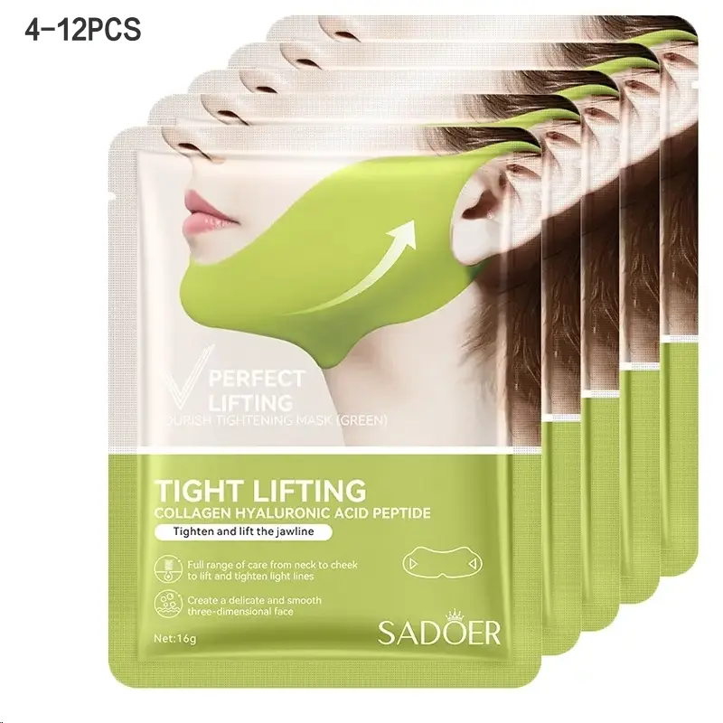 Collagen peptide V-shaped lifting and firming face mask, Collagen Facial Mask, collagen, soothing and cooling, firming, smoothing and hydrating, jawline lifting care, Korean skincare product.