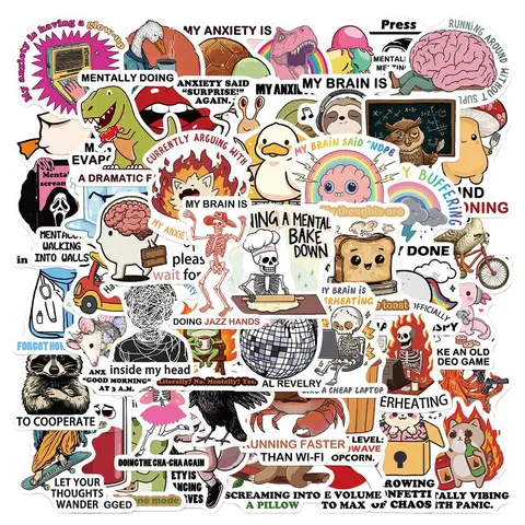 50pcs Mental Breakdown Stickers, Funny Decals, Car Decorative Sticker, Car Decorations, Vehicle Decor, Suitable for Scrapbooks, Diaries, Laptops, Water Bottles, Cars, A Gift with A Positive Message