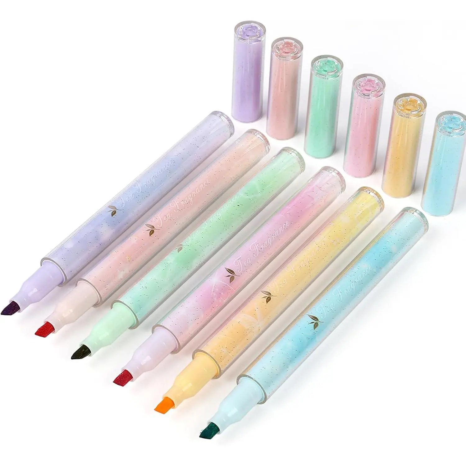 Aesthetic Highlighters 6 Pack, Low Brightness  Highlighters for Eye Protection,  Color Highlighters with  Aroma, Office  Chisel Tip Highlighters for Organizing and Coloring