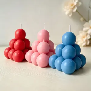 Handmade Geometric Triangle Bubble Cube Decorative Candle - Durable Ambiance Household Candle, Cute Girly Cozy Desktop Home Ornament, Confession Souvenir Gift
